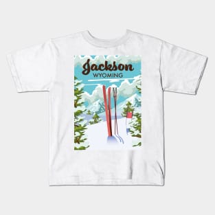 Jackson Wyoming ski poster Kids T-Shirt